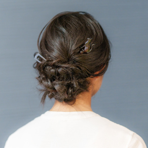 ヘアースティック　猫のかんざし（一本挿し）プロング１２ｃｍ 2枚目の画像