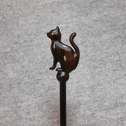 ヘアースティック　猫のかんざし（一本挿し）プロング１２ｃｍ 1枚目の画像