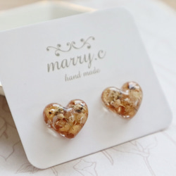 ドライフラワーの詰まったハートピアス・イヤリング｡*･ﾟﾟmarry.c's handmadeaccessory 8枚目の画像