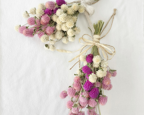 2個目セット 千日紅 ドライフラワー スワッグ ブーケ プレゼント