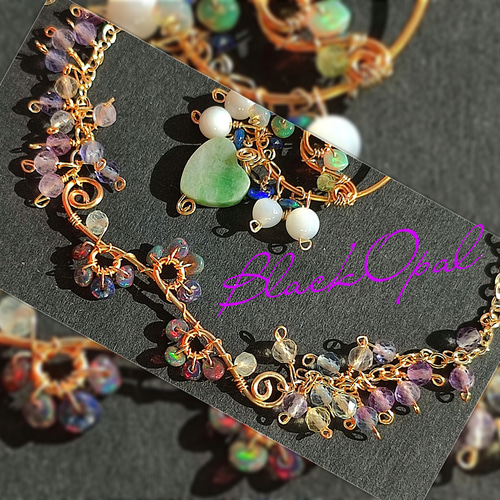 高品質　14kgf ブラックオパール　ブレスレット　天然石 高品質 14kgf ブラックオパール ブレスレット 天然石 14kgf
