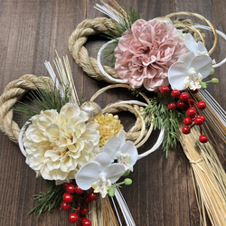 【早割価格10%off】2026  しめ縄　お正月飾り　クリーム　ダリア　 6枚目の画像