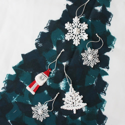 〈特集掲載〉クリスマス レースオーナメント white/santa ❆　雪の結晶　ツリー　タペストリー　飾り 7枚目の画像