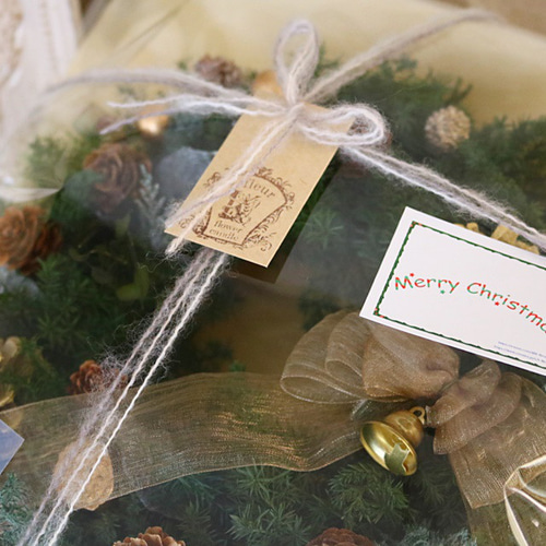 クリスマス2025 森の緑と木の実のクリスマスリース プリザーブド