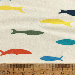 Birch プリント生地  Just For Fun 魚の学校マルチカラー【20cm単位切り売り】 3枚目の画像