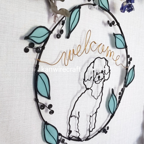 ワイヤークラフト ワイヤーアート リース トイプードル welcome