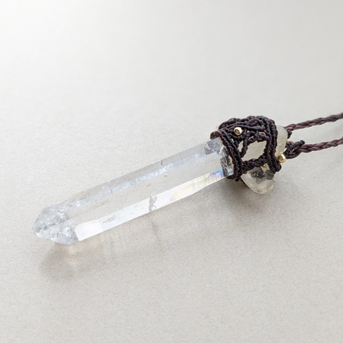 ポイント水晶のマクラメネックレス Crystal point and Beads Macrame Necklace Tutorial 水晶