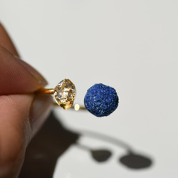 【一点物】 アズライト & ハーキマーダイヤモンド リング 指輪 フリーサイズ 原石 鉱物 天然石 (No.2405) 3枚目の画像