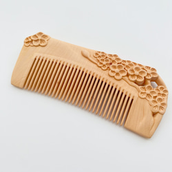 つげ櫛 本つげ くし 木製櫛 牡丹【桃太郎】両面彫刻 静電気防止 美髪