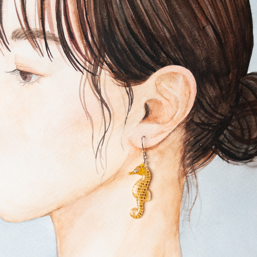 タツノオトシゴ＊ピアス/イヤリング ピアス（フック・チェーン） ねぎ