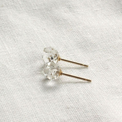 ニューヨーク産ハーキマーダイヤモンドのスタッドピアス HerkimerDiamond Stud Pierce 14KGF 2枚目の画像