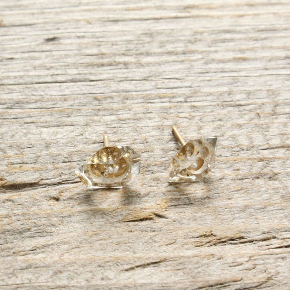 ニューヨーク産ハーキマーダイヤモンドのスタッドピアス HerkimerDiamond Stud Pierce 14KGF 4枚目の画像