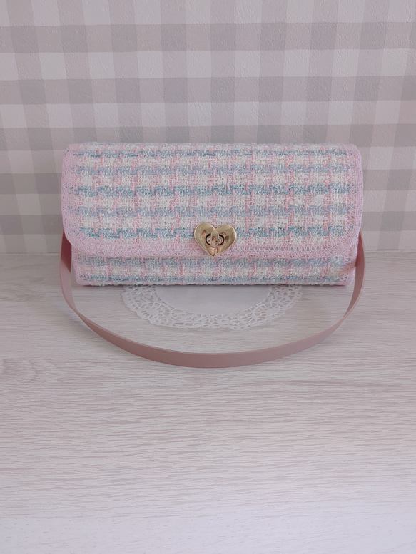 新入荷♡送料無料✳LINTON社製ツイード長財布(ピンク×ブルー) 長財布