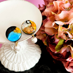 コットンパールが揺れるフェルメール「真珠の耳飾り」の絵画ピアス/イヤリング 1枚目の画像