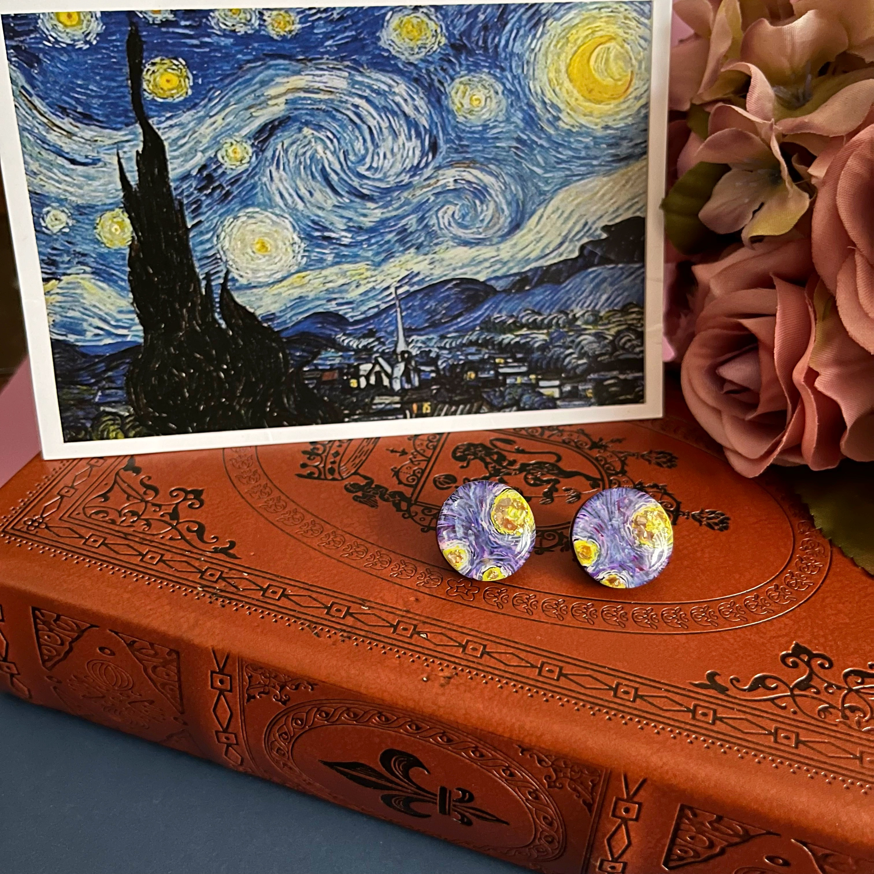 ゴッホ「星月夜」の絵画ピアス/イヤリング