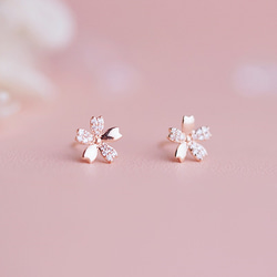 040Af【可憐で優美】ピアス　フラワー　小ぶり　CZダイヤ　S925　ゴールド 040Ay【可憐で優美】ピアス フラワー 小ぶり CZダイヤ S925