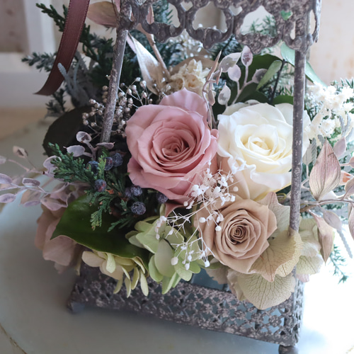 ランタンアレンジ プリザーブドフラワー anfiore 通販 16627844