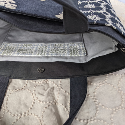 受注製作】ボヌール ネイビー ミナペルホネン トートバッグ