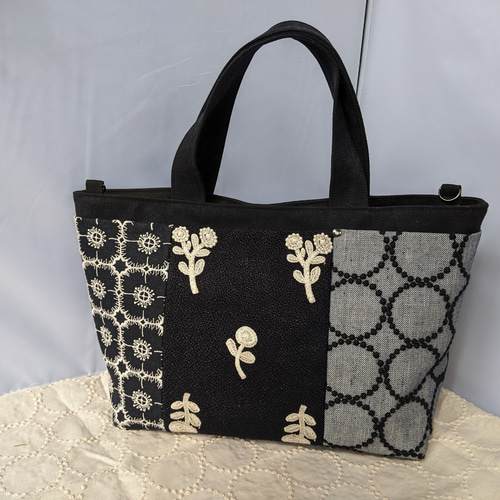 ミナペルホネン/ボヌール＆アネモネBag【bonheur/anemone】ノアール