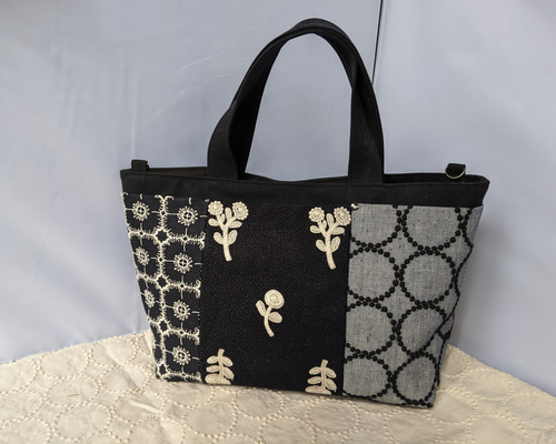 ミナペルホネン/ボヌール＆アネモネBag【bonheur/anemone】ノアール