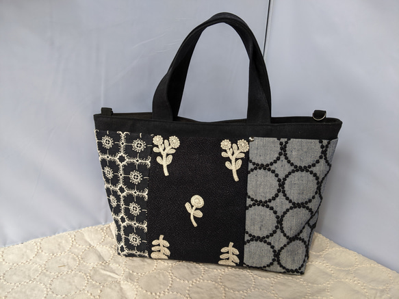 ミナペルホネン/ボヌール＆アネモネBag【bonheur/anemone】ノアール