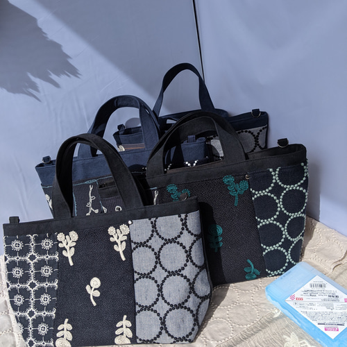 ミナペルホネン/ボヌール＆アネモネBag【bonheur/anemone】ノアール