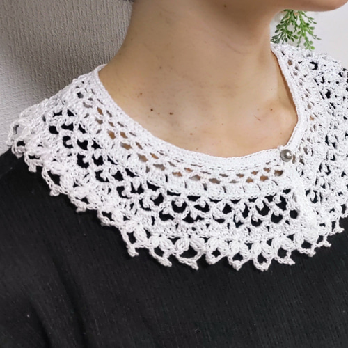 白いレースのつけ襟」かぎ編み 大人綺麗ファッション♪ その他