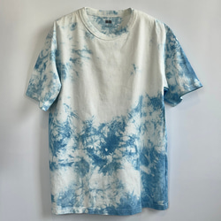 藍染クルーネックTシャツ・結（半袖男女兼用L） 1枚目の画像