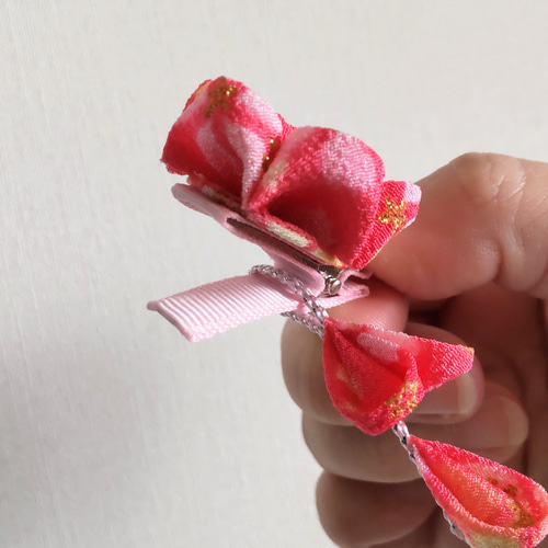 つまみ細工 髪飾り ヘアクリップ 滑り止め 初節句 ひな祭り つまみ細工 髪飾り お試し価格/七五三.ひな祭り 初節句 ベビークリップ