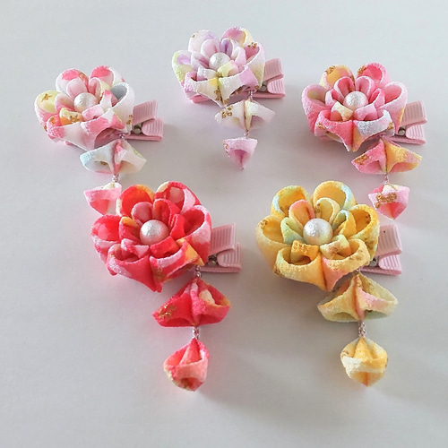 つまみ細工 髪飾り 花柄＊七五三.夏祭り.ひな祭り.初節句.お食い初め  