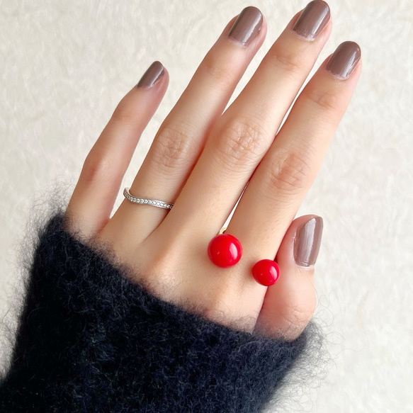 JORIE】世界にただ一つの赤珊瑚リング dessert ring サンゴ 指輪