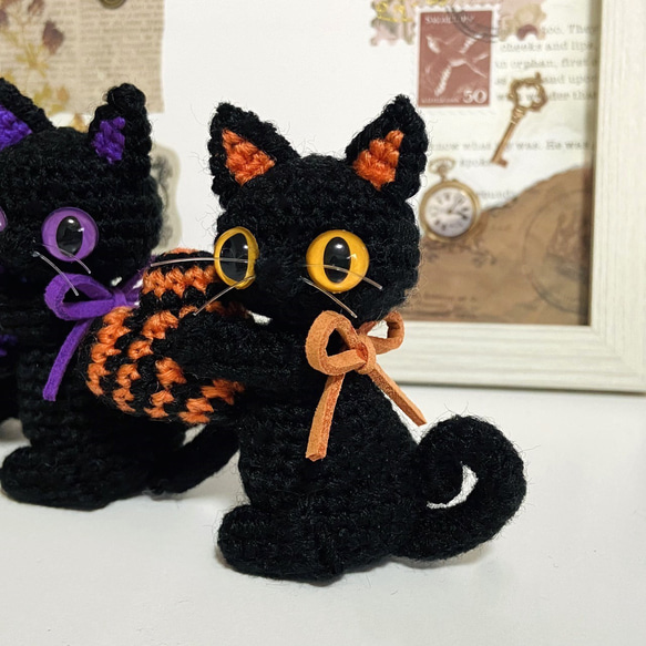 黒猫♡ハロウィンカラー♡ハート＊受注製作品 4枚目の画像