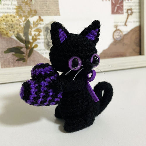 黒猫♡ハロウィンカラー♡ハート＊受注製作品 あみぐるみ くろねこROOM