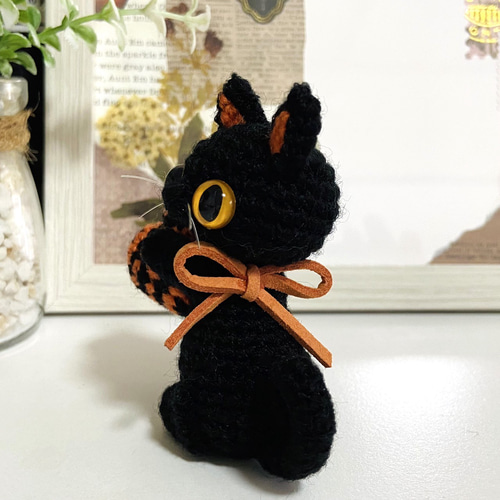 黒猫♡ハロウィンカラー♡ハート＊受注製作品 あみぐるみ くろねこROOM