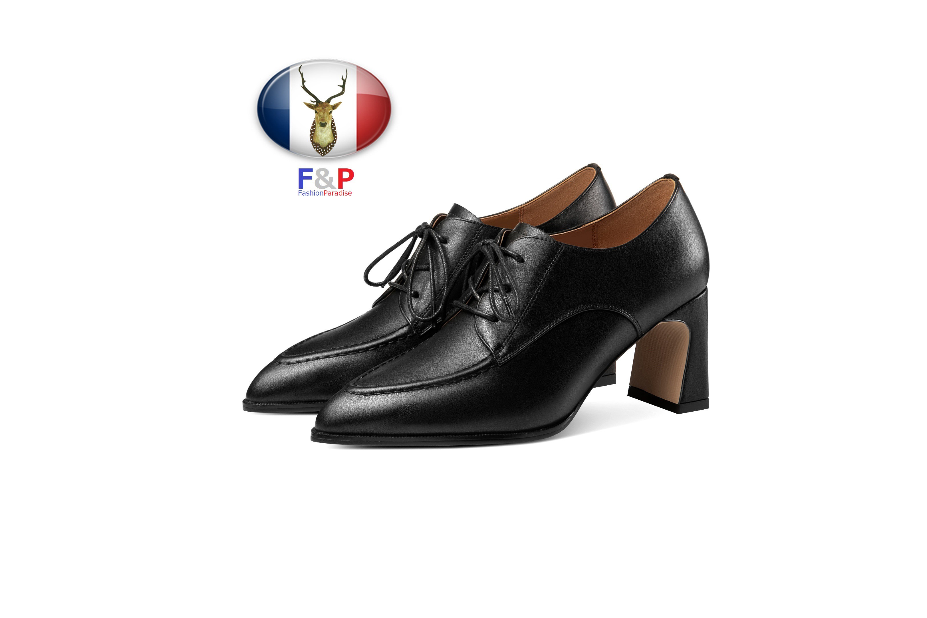 ポインテッドトゥハラコレザーレースアップシューティーブーティパンプス全2色