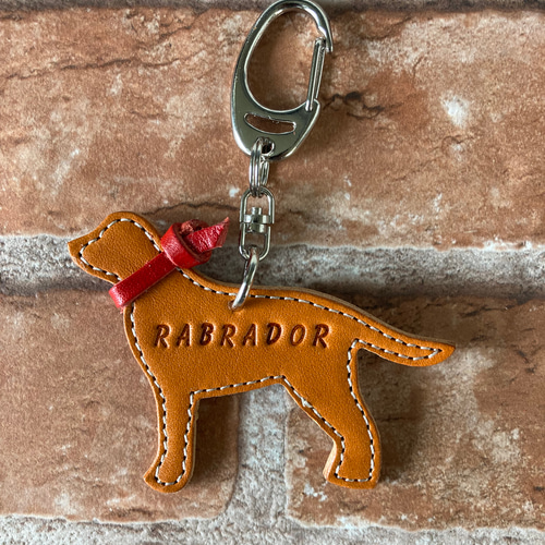 名入れ無料】ラブラドール・レトリバー犬 ヌメ革ネームタグ