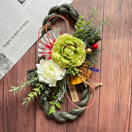 しめ縄 ⑧ お正月飾りハンドメイド稲穂しめ縄リースリース