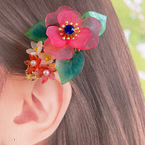 ミニバレッタ お花のバレッタ バレッタ 白兎 通販｜Creema(クリーマ 