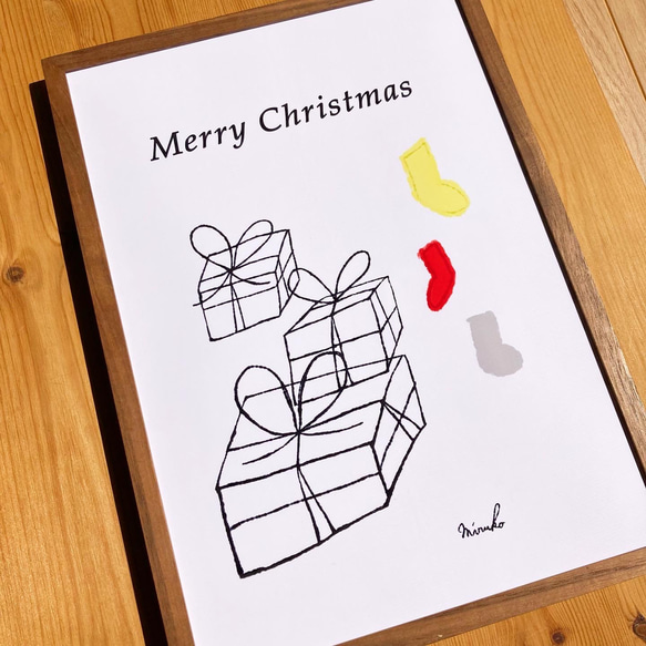 【クリスマス】【ポスター】クリスマスブーツとプレゼントのMerry Merry Christmas☆サンタクロース＊A4 3枚目の画像