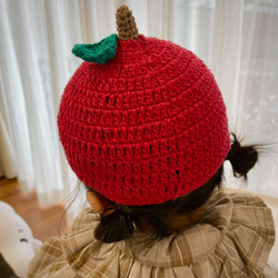 【ままぽそ様専用】赤りんご帽子・青りんご帽子　コットン　綿100%糸使用 4枚目の画像