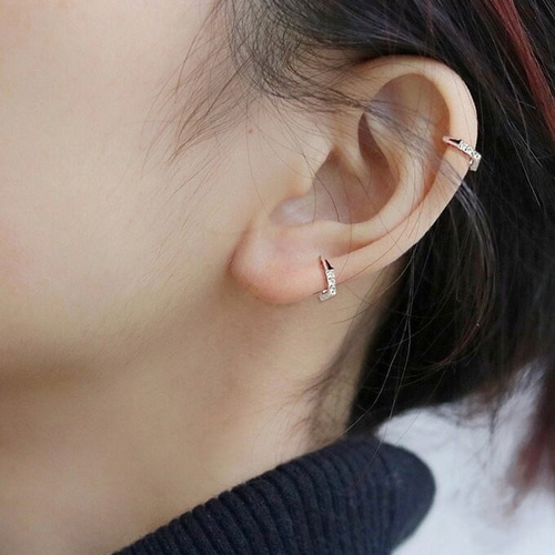 S925製 ミニフープピアス シンプル 六角形 K18 プラチナ 小ぶり S925製 ミニフープピアス シンプル 六角形 K18 プラチナ 小ぶり