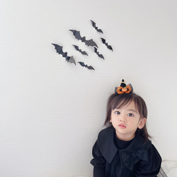 ハロウィン　魔女 の 帽子　ミニ　ブラック✖️オレンジ　ベビー　キッズ　犬　猫 10枚目の画像