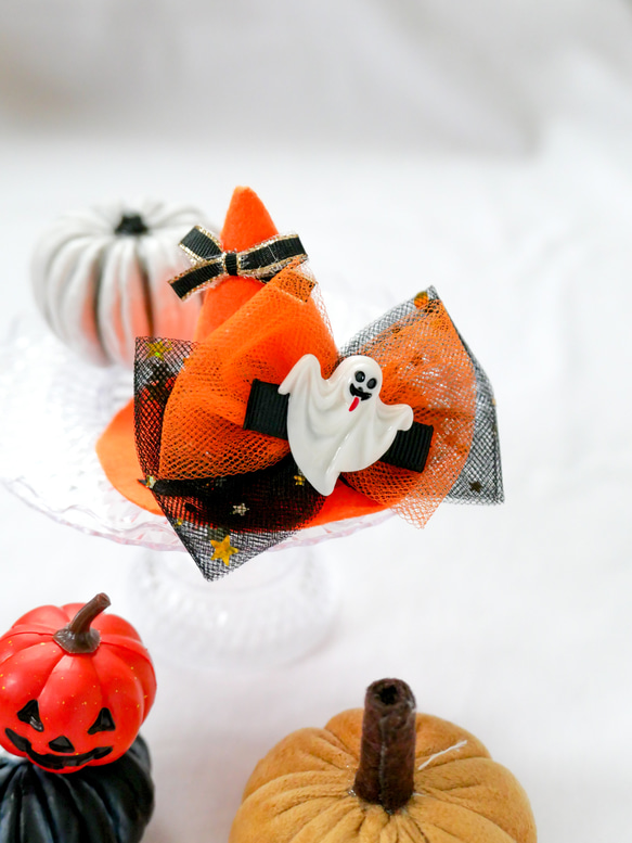 ハロウィン　魔女 の 帽子　ミニ　オレンジ　ベビー　キッズ　犬　猫 1枚目の画像
