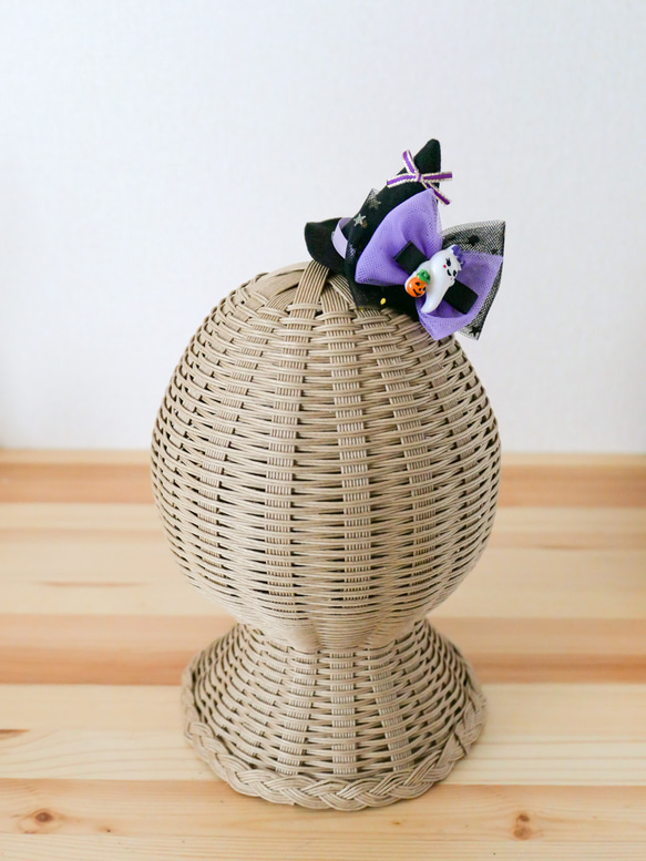 ハロウィン　魔女 の 帽子　ミニ　ブラック✖️オレンジ　犬　猫　ペット 5枚目の画像