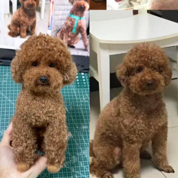 【オーダーメイドペット】羊毛フェルト、うちの子　犬ぬいぐるみ、フェルト犬、羊毛犬、肖像画、犬猫人形 プレゼントやギフトに 100% 模様