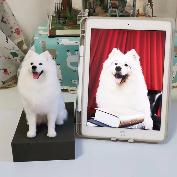 【オーダーメイドペット】羊毛フェルト、うちの子　犬ぬいぐるみ、フェルト犬、羊毛犬、肖像画、犬猫人形 プレゼントやギフトに 100% 模様