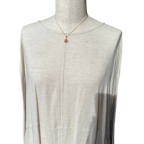 ピンク珊瑚玉付き トップK18デザインペンダント 珊瑚玉約6,5