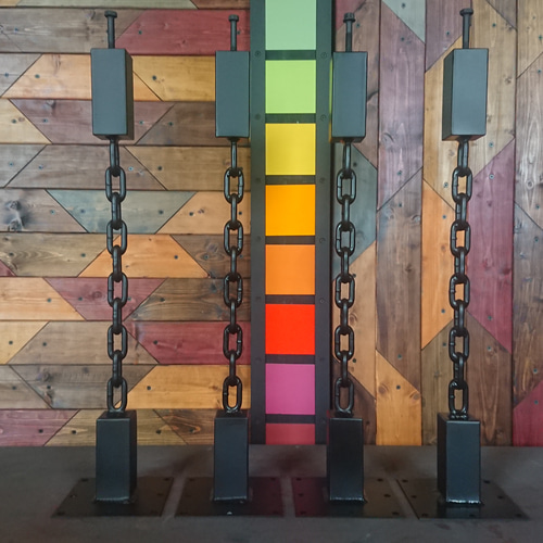 マットブラックでアイアンな極太＆チェーン鉄脚♪ 50×50×650mm ST型 4  