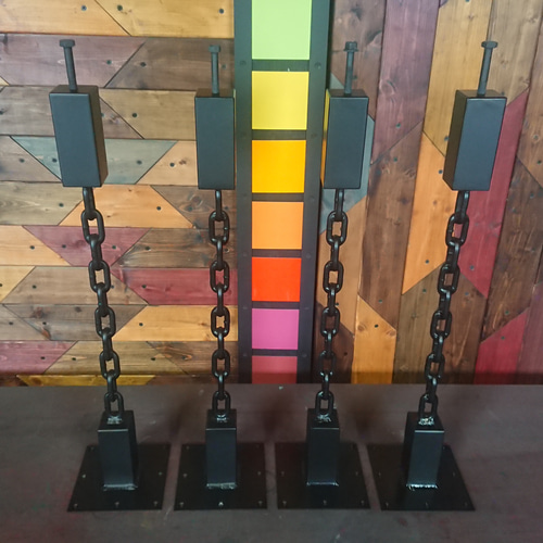 無塗装でアイアンな極太＆チェーン鉄脚♪ 50×50×650mm ST型 4脚