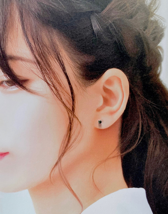 〜しっとりアンティークゴールド〜　パイライトのプチスタンドピアス　サージカルステンレス316L 12枚目の画像